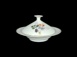 Manteigueira vintage, em porcelana nacional, marca Real, com decoração de flores estilizadas, ao estilo Art Déco.