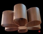 Lustre moderno, para 6 lâmpadas, em formato de flor, feito em lâmina de madeira, adquirido no Laboratório da Luz - 73 cm d x 25,5 cm alt. (estamos em Porto Alegre, RS)