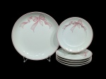 Prato grande e 5 pratinhos vintage, para servir sobremesa, em porcelana nacional, marca Real.