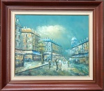 Quadro Óleo s/ tela com paisagem Parisiense, assinado: ? Pinto - 49 cm x 59 cm (sem moldura) e 72 cm x 81 cm (com moldura).