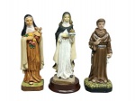 Imagem do Frei Galvão em gesso policromado, Santa Rita e Santa Edwidge em resina policromada - 16 cm alt a maior.