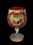 Grande taça de vidro Veneziano, com bojo na cor rubi - 10 cm d x 21,5 cm alt.