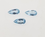Agua Marinha Azul 3,01 ct 100% Natural. Peso total: 3,01 ct. Dimensão: 10x5 x  x  mm. Cor: Azul . Lapidação: Gota Facetada. Quantidade : 3 unidades. . Tratamento: 100% Natural . Código: F-3167