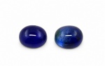 Lote de Safira Azul royal 14,49 ct , Peso total: 14,49 ct, Dimensão:  8,85x7,5x4,8 e 8,86x7,8x4,8 mm, Cor: Azul royal , Lapidação: Oval cabochao , Tratamento: Glass Filled , Código: F-742