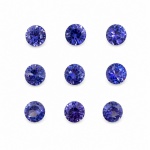 Lote de Safira azul 1,1 ct 100% Natural. Peso total: 1,1 ct. Dimensão: 3,0  mm. Cor: azul . Lapidação: Redonda Facetada Quantidade: 9 unidades . Código: F-3548