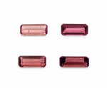 Lote de Turmalina Rosa 2,88 ct 100% Natural. Peso total: 2,88 ct. Dimensão: 8 x 3,5 mm. Cor: Rosa . Lapidação: Retangular Quantidade: 4 unidades.  Código: 3771