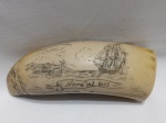 DENTE DE BALEIA - Scrimshaw (gravura em marfim) de um dente de baleia cachalote, apresentando uma cena marítima de um navio com a frase Home at last e uma cena de caça as baleias. Réplica comemorativa em resina Italiana. Aprox. 10 cm. Detalhes conforme fotos, _(ºLº)_ Caso necessite, tire todas suas dúvidas via atendimento personalizado por WhatsApp: (11) 98681-9377. Não deixe para última hora! Antecipadamente agradecemos pelo seu lance. Sem testes ou garantias futuras de originalidade, funcionalidade, material ou procedência.