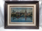 Quadro com bonita moldura e linda gravura, de pintura, que retrata aparentemente um mosteiro russo a beira de um lago. Sugere técnica de aquarela, com cores suaves e atmosfera melancólica. Assinado abaixo da imagem, nos cantos direito e esquedo. Grafia não identificada. Aprox. 44 x 54cm. Detalhes conforme fotos, _(ºLº)_ Caso necessite, tire todas suas dúvidas via atendimento personalizado por WhatsApp: (11) 98681-9377. Não deixe para última hora! Antecipadamente agradecemos pelo seu lance. Sem testes ou garantias futuras de originalidade, material ou procedência.