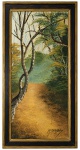 M. AUGUSTA  Paisagem representando caminho arborizado, óleo sobre placa, assinada no canto inferior direito. Emoldurada. Medidas: 61,5  31,5 cm.MARIA AUGUSTA DE OLIVA MORGENROTH (M. AUGUSTA), pintora carioca nascida em 1927, conhecida por suas paisagens, marinhas e cenas urbanas. Assinava suas obras como M. Augusta e realizou exposições no Rio de Janeiro, Paris e Viena, recebendo a Medalha de Ouro da Funarte em 1980.