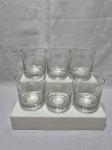 Jogo de 6 copos de whisky em cristal incolor lapidação trigo. Medindo 8cm x 9cm de altura.