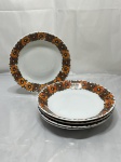 Jogo de 5 pratos fundos de massa, sopa em porcelana Renner Mon Chéri floral. Medindo Medindo 22cm de diâmetro.