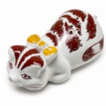 PORCELANA - Belo paliteiro em porcelana, representando gato. Med. 5x12x6 cm.