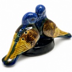 PORCELANA - Belo paliteiro em porcelana, representando pássaros. Med. 8x14x5 cm.