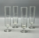 DEMI CRISTAL - Lote de 4 fluts em demi cristal lapidados. Alt. 17 cm.