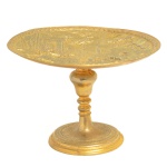 Porta cartões dourado altura 11 cm e diâmetro 15 cm.