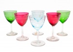 Conjunto com 6 taças em cristal St Louis nas cores verde, vermelha e azul altura?????????????