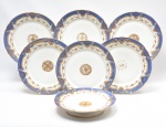 Vieux Paris serviço par abolo em porcelana com 7 peças maior 23 cm de diâmetro.
