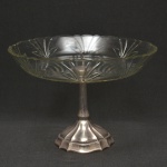 Fruteira cristal tcheco base prata