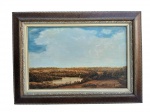 Pintura a Óleo sobre tela, "PAISAGEM"  Assinada  Schumann. C.I.E  Medidas: c/ mold. 61 x 84 cm. s/ mold. 40 x 66 cm.  (Apresenta um risco na tela)