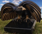 Dory Botteri* Artista com cotação internacional, tendo obras apregoadas nos EUA. 1928 - 2020 - Escultura MONUMENTAL ÁGUIA, imponente, em bronze , fundida pela Fundição Artística Zani.  Possui 100 cm de envergadura, 62 cm de altura