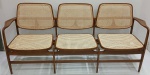 Móvel Design no estilo Contemporâneo - Sofá Oscar, sofá de três lugares feito por encomenda para tradicional família carioca, estrutura em medeira sucupira, e acento e encosto em palinha. Medidas: Alt. 80 x 175 x 57 cm.
