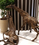 Belíssimas - Esculturas em bronze patinado, representando: "Casal de Girafas"  Assinada: A. Zani com selo da fundição artística.  Medidas:  Alt. 121 x 125 x 57 cm.   / Alt. 87 x 94 x 70 cm.