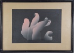 PIETRINA CHECACCI (1941) - Serigrafia sobre fundo preto e papel bege, entitulada: "A Happy Touch". Tiragem P.A. (Prova da artista), Assinada de punho no c.i.d, datada 1986. Medida total com moldura: 74 x 54 cm.