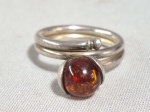 Anel em prata de lei e esfera em Ambar natural (Teste UV - Ok) . Aro 15/16