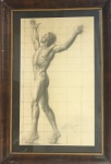 PEDRO AMÉRICO- grafite s/ papel , Paris 1861, estudo de nú masculino, medindo 30 x 52 cm e 46 x 66 cm.