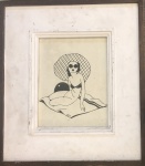 J. CARLOS- nanquim s/ papel, figura feminina, medindo 18 x 23 cm e 37 x 42 cm.