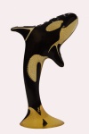 ABRAHAM PALATNIK - arte cinética, escultura assinada em resina de poliéster representando BALEIA ORCA, medindo 25 cm alt.
