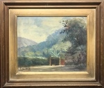 EDGAR WALTER (atribuído) - oleo s/ tela, "Portões na Floresta", datado 1975, medindo: 41 cm x 33,5 cm e 59 cm x 51 cm