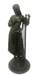 Eutrope BOURET (1833-1906) - Linda escultura em bronze, mulher com arpa, assinada, medindo: 69 cm alt.