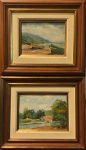 Par de quadros de Alan Carlson - óleo s/ eucatex, medindo: 20 cm x 15 cm e 39 cm x 34 cm