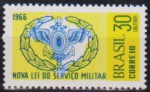 Brasil 1966 - Serviço Militar, selo sem carimbo com goma em papel marmorizado.