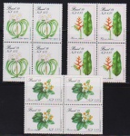 Brasil 1989 - Flores, série completa em quadras sem carimbo com goma!