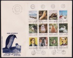 Argentina 1986 - Bases antártica, envelope FDC em grande formato com bloco e carimbos comemorativos.