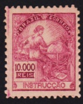 Brasil 1934 - Selo Vovó no valor de 10.000 réis Instrução, sem carimbo com goma na filigrana ARMAS. Catálogo RHM 296. Valor de catálogo em R$ 1.200,00!