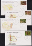Gabão 1993 - Armadilhas, série completa de 4 envelopes FDC's com selos e carimbos comemorativos!
