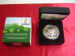 Brasil 2014 - COPA DO MUNDO DE FUTEBOL. FULECO. Moeda de prata no valor de 5 reais em estado proof de conservação, em estojo original da Casa da Moeda do Brasil!