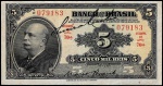 Brasil 923 - Cédula no valor de 5.000 réis, Barão do Rio Branco, série 70 em perfeito estado de conservação. Cédula não circulada com mínima marca de dobra central. Catálogo Amato R-195b. Oportunidade!