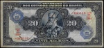 Brasil 1942 - Cédula no valor de 20.000 réis Deodoro da Fonseca com carimbo de 20 Cruzeiros rosácea em ótimo estado de conservação. Marca de dobra central e mínimo sinal de circulação. Catálogo Amato C-004. Oportunidade!