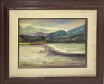 Autor não identificado. Paisagem. Aquarela. 25 x 36 cm. 1986. Medida total com a moldura: 47 x 57 cm