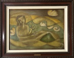 Waldomiro Sant´Anna (1952). Mulher. Óleo sobre placa. 60 x 80 cm. Medida total com a moldura: 88 x 107 cm