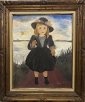 Marysia Portinari (1937). Boneca de vestido preto. Óleo sobre tela. 60 x 50 cm. Medida total com a moldura: 83 x 73 cm