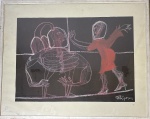 Pitágoras (1964). Sem título. Técnica mista sobre tela. 45 x 65,5 cm. Medida total com a moldura: 67,5 x 84 cm
