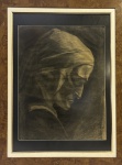 Antonio Parreiras. Rosto masculino. Carvão. 57 x 43 cm. Medida total com a moldura: 82 x 62 cm