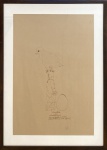 Mario Gruber (1927-2011). Espantalho 33. miniaturizado por um simples pardal proprietário do ovo gigante. Sépia. 64,5 x 46,5 cm. 1970. Medida total com a moldura: 80 x 62 cm.