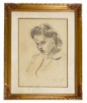 Ernesto De Fiori (1884-1945). Mulher. Grafite. 46 x 31 cm. Medida total com a moldura: 64 x 49 cm. Obra autenticada pela sobrinha neta do artista, na própria obra.