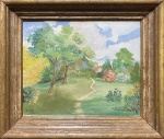 Jorge Mori (1932). Árvores. óleo sobre tela. 22 x 27 cm. 1962. Medida total com a moldura: 29 x 33 cm